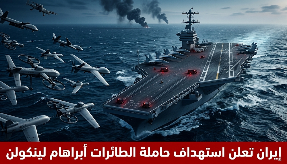 إيران تعلن استهداف حاملة الطائرات الأمريكية "أبراهام لينكولن" بسرب من الطائرات المسيرة الانتحارية في تصعيد عسكري جديد