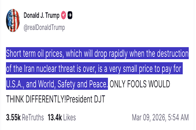 ترامب يكشف عن الأسباب وراء التراجع المفاجئ في أسعار النفط